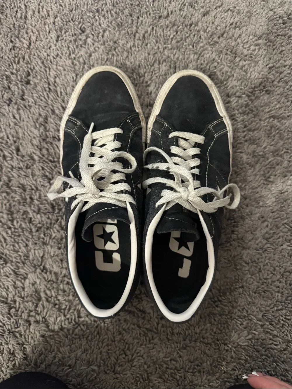 Converse All Star Black Suede Star-Accent Skate Sneakers - Picture 4 of 5